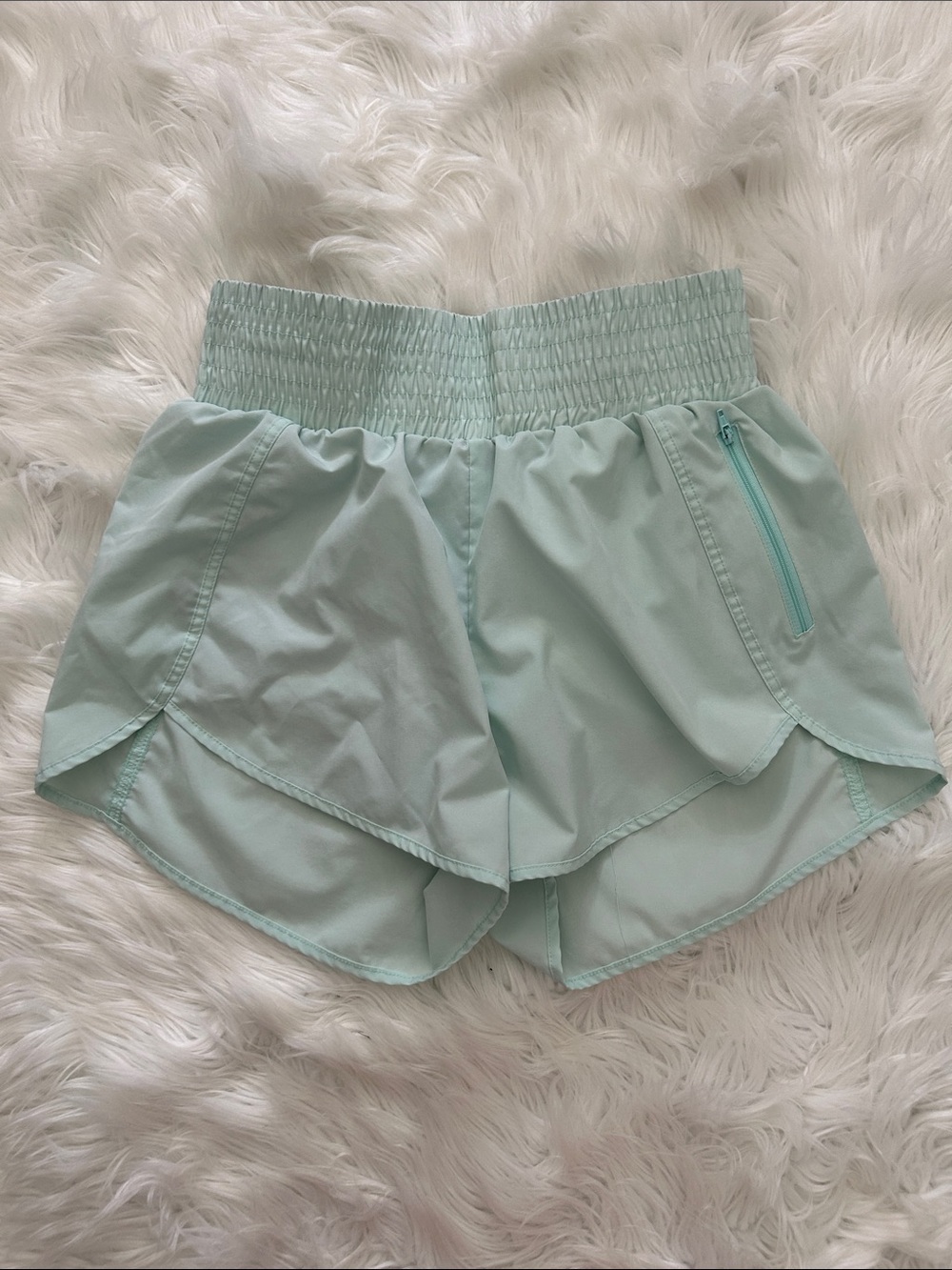 Light Mint Active Shorts with Smocked Waist